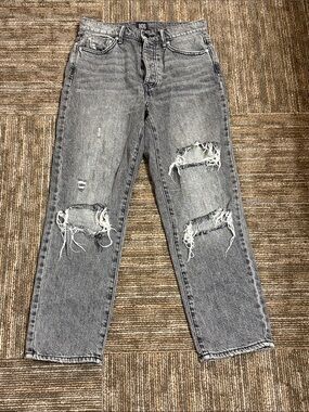 BDG Ripped Slim Straight Jeans in Gray Wash